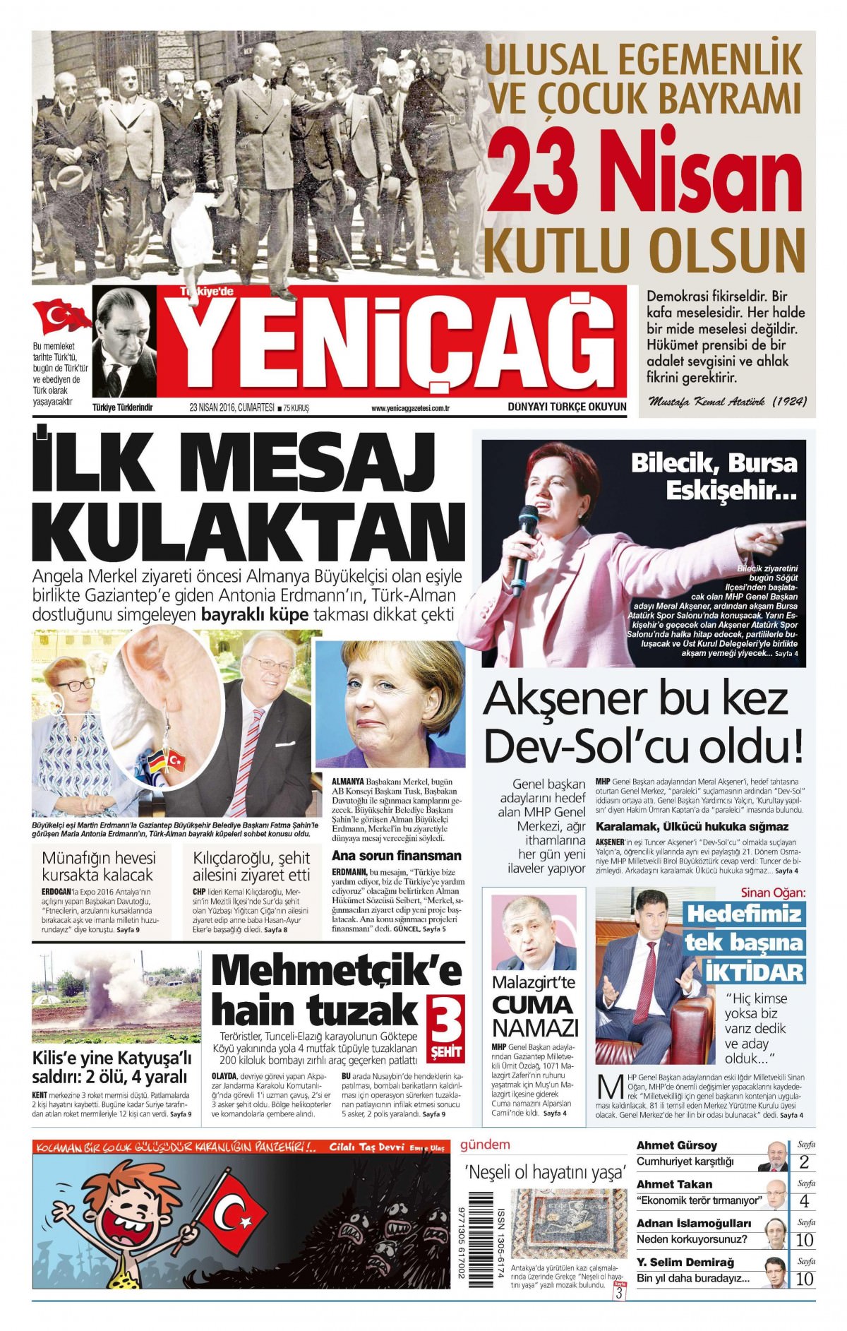 23 Nisan 2016 gazete manşetleri - 20