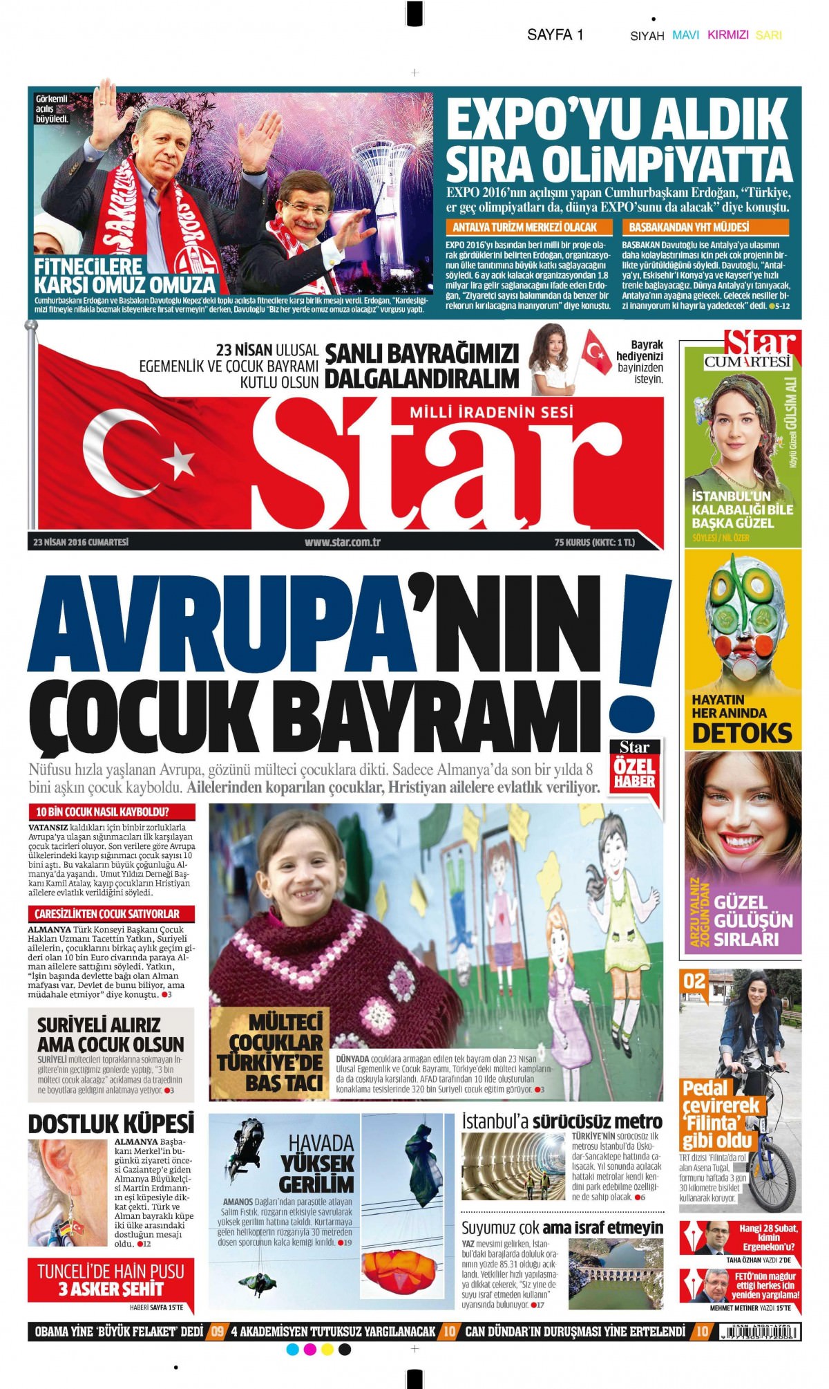 23 Nisan 2016 gazete manşetleri - 11