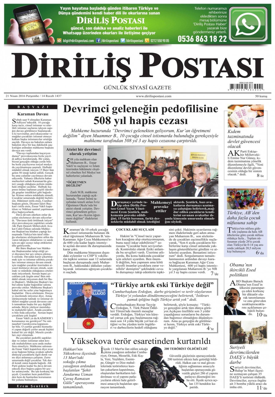 24 Nisan 2016 gazete manşetleri - 694