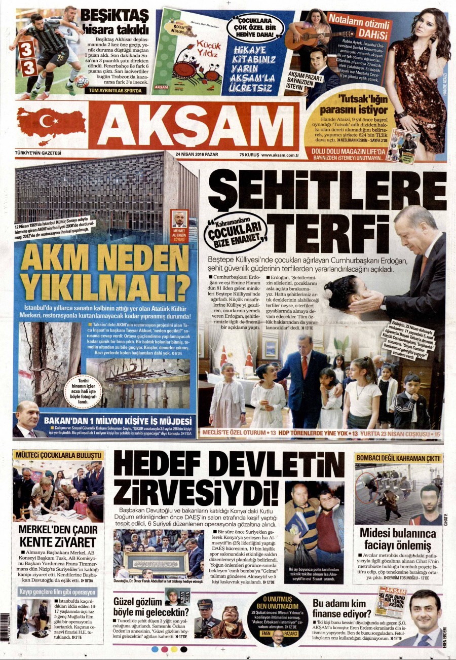 24 Nisan 2016 gazete manşetleri - 789