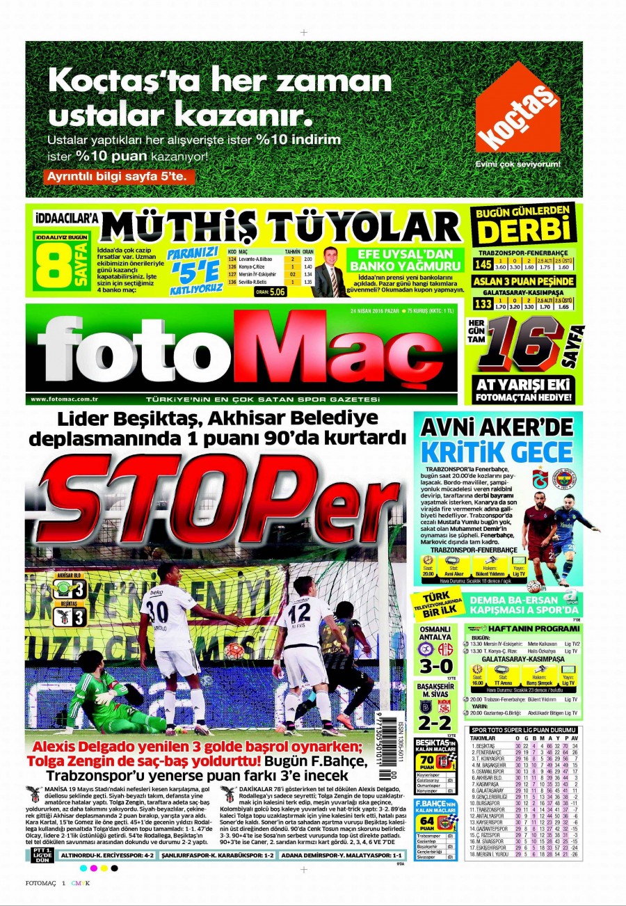 24 Nisan 2016 gazete manşetleri - 913