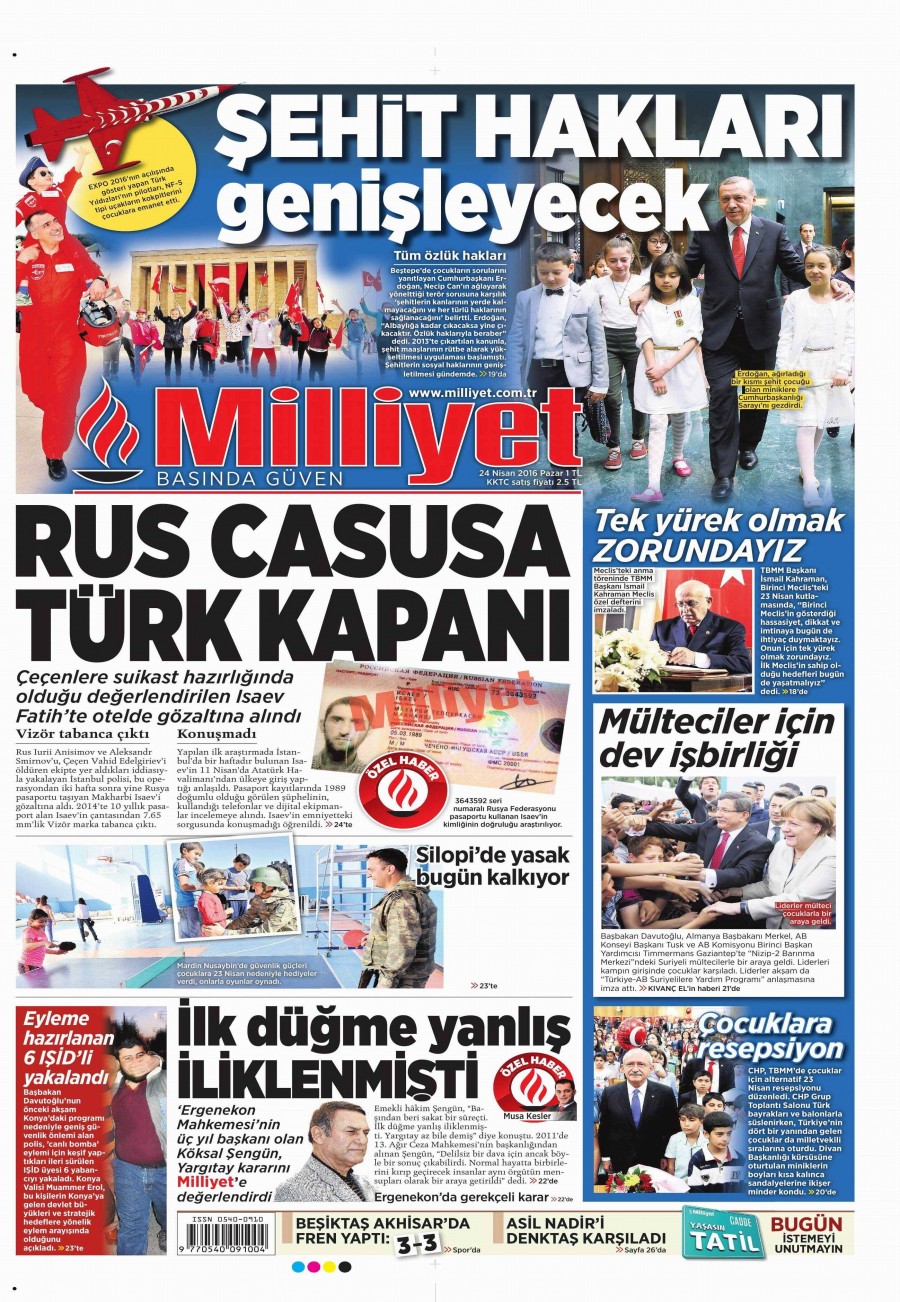 24 Nisan 2016 gazete manşetleri - 630