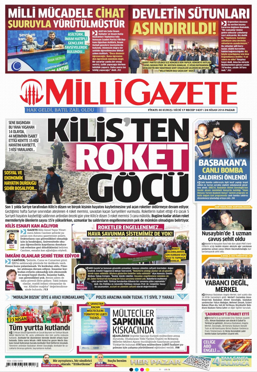 24 Nisan 2016 gazete manşetleri - 936