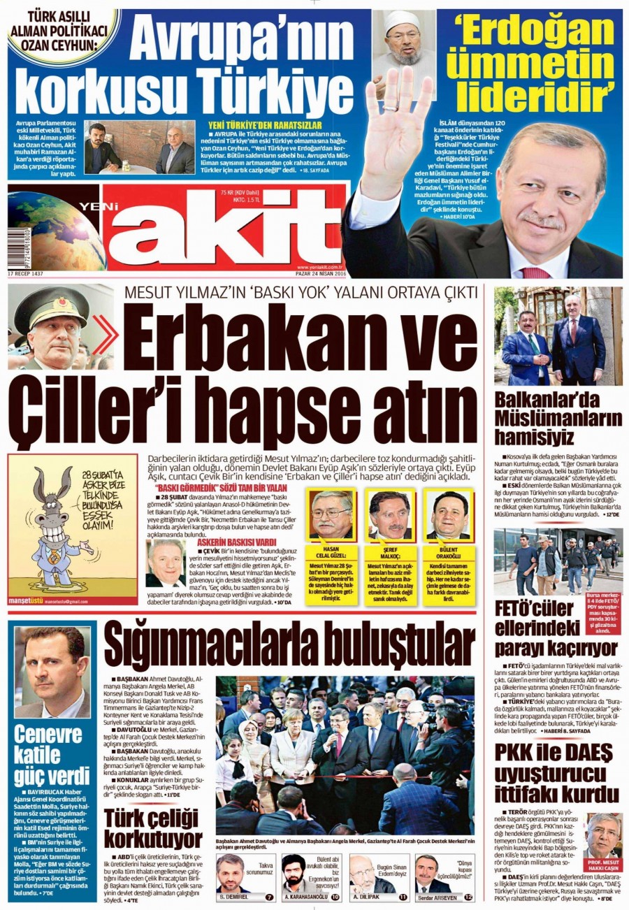 24 Nisan 2016 gazete manşetleri - 822