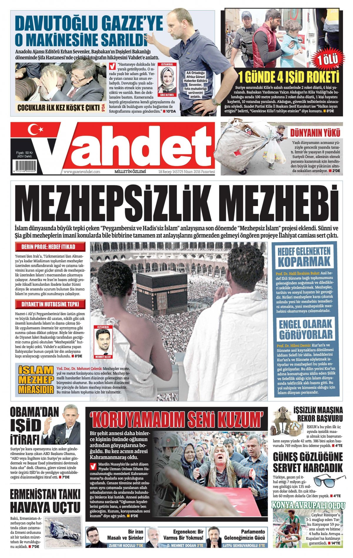 25 Nisan 2016 gazete manşetleri - 925