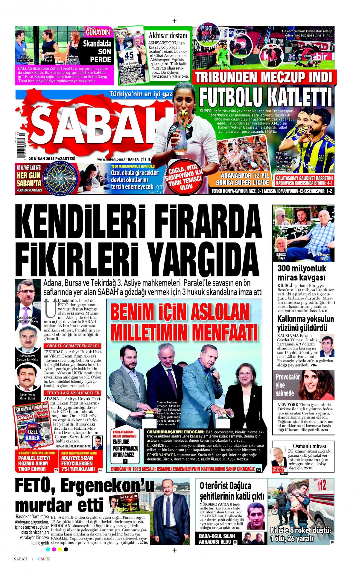 25 Nisan 2016 gazete manşetleri - 788