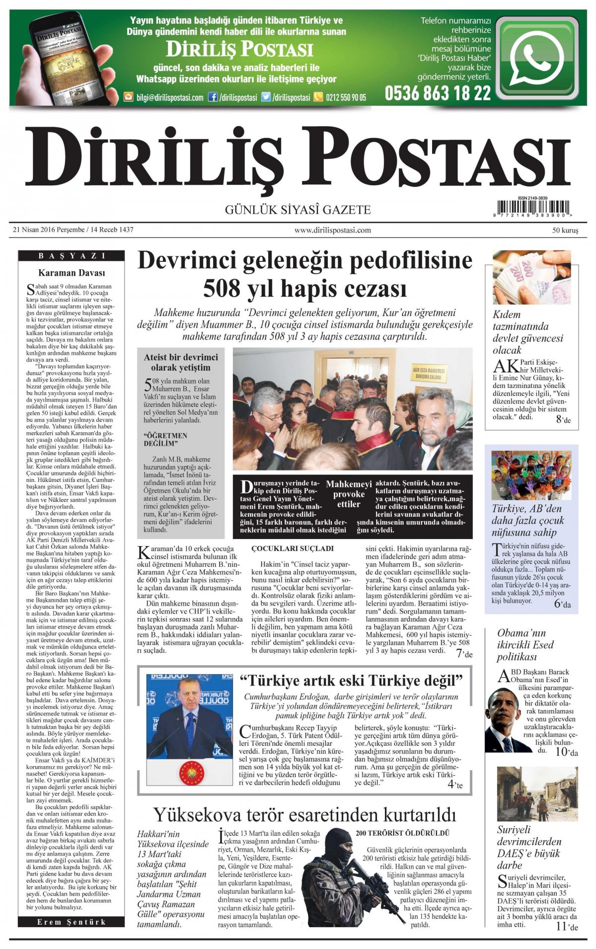 25 Nisan 2016 gazete manşetleri - 657