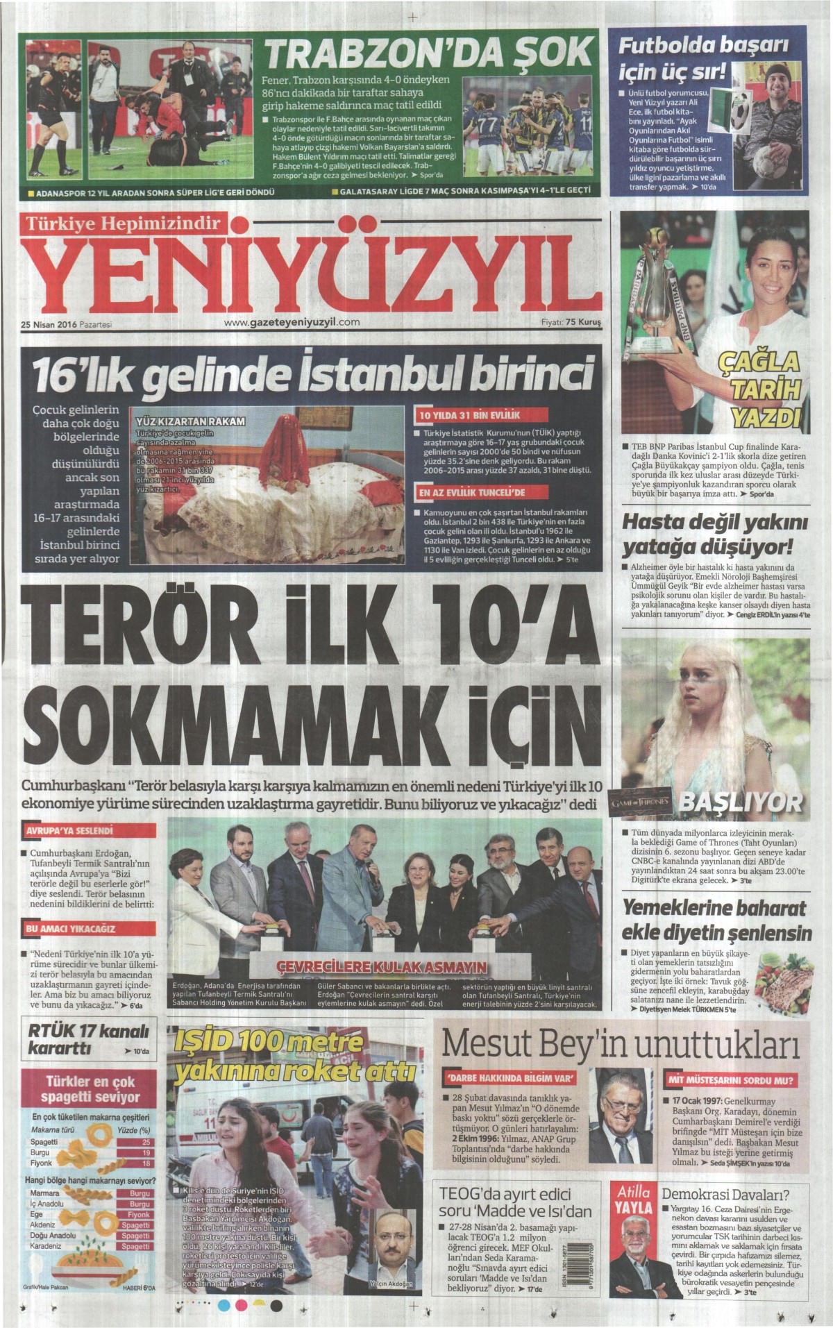 25 Nisan 2016 gazete manşetleri - 594