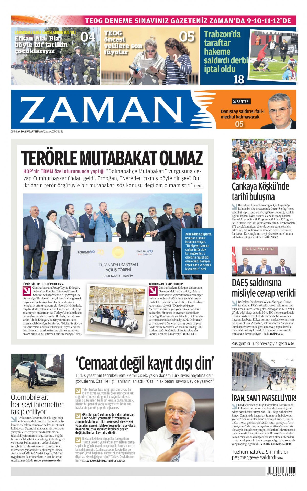 25 Nisan 2016 gazete manşetleri - 798