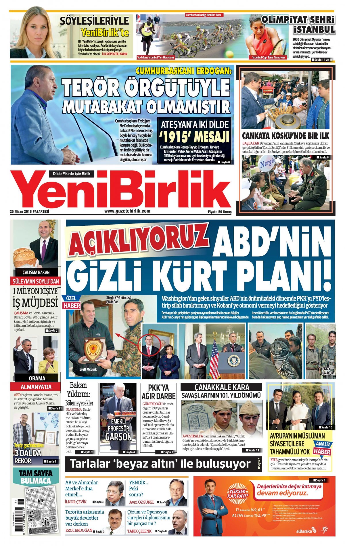 25 Nisan 2016 gazete manşetleri - 824