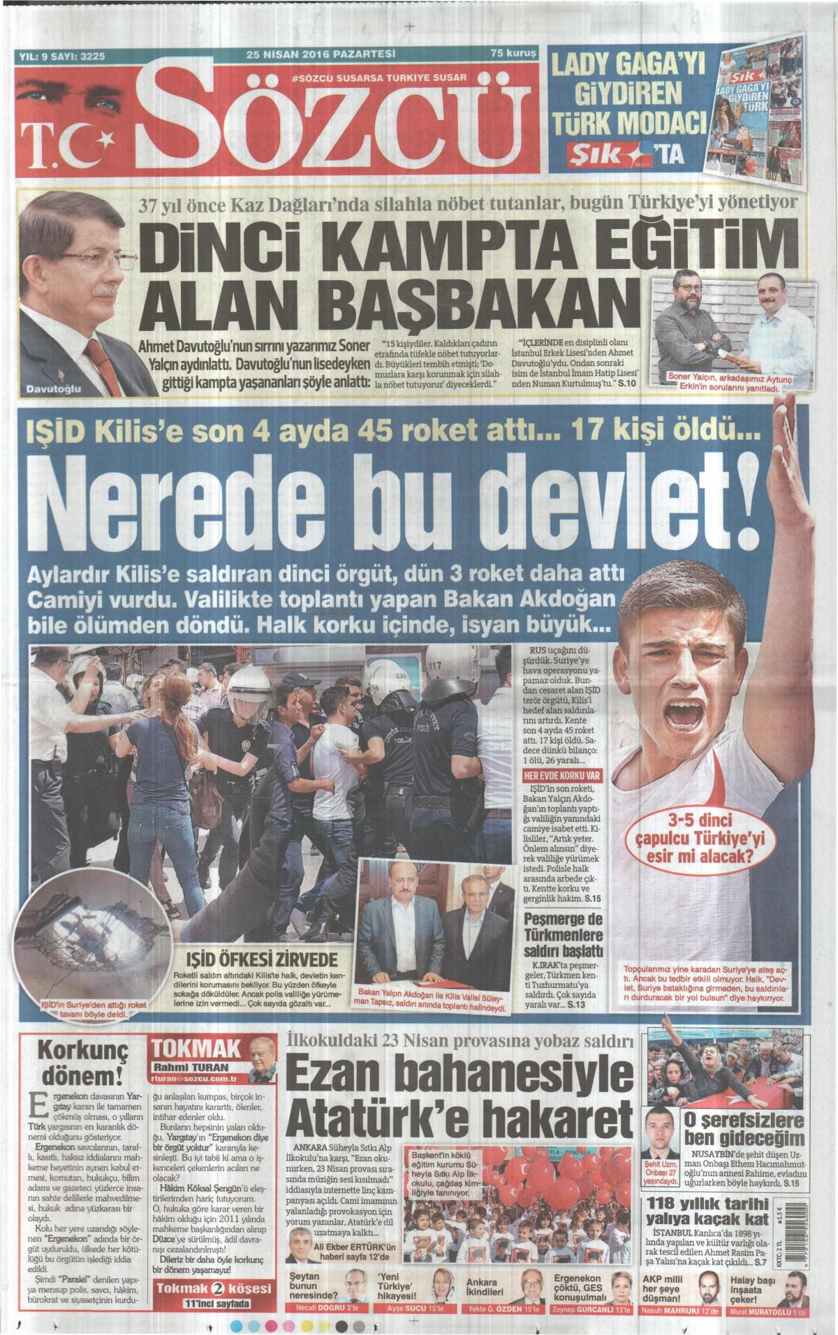 25 Nisan 2016 gazete manşetleri - 642