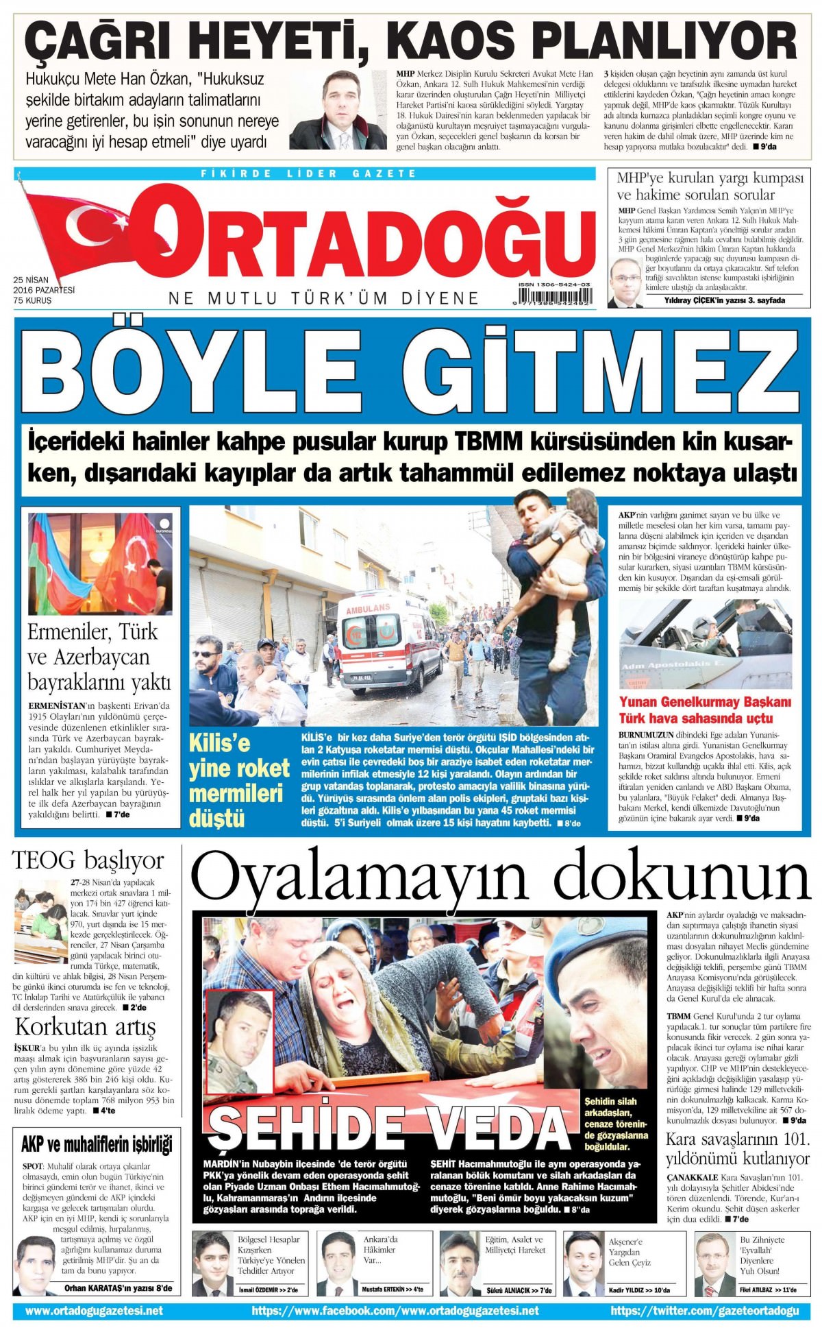 25 Nisan 2016 gazete manşetleri - 564