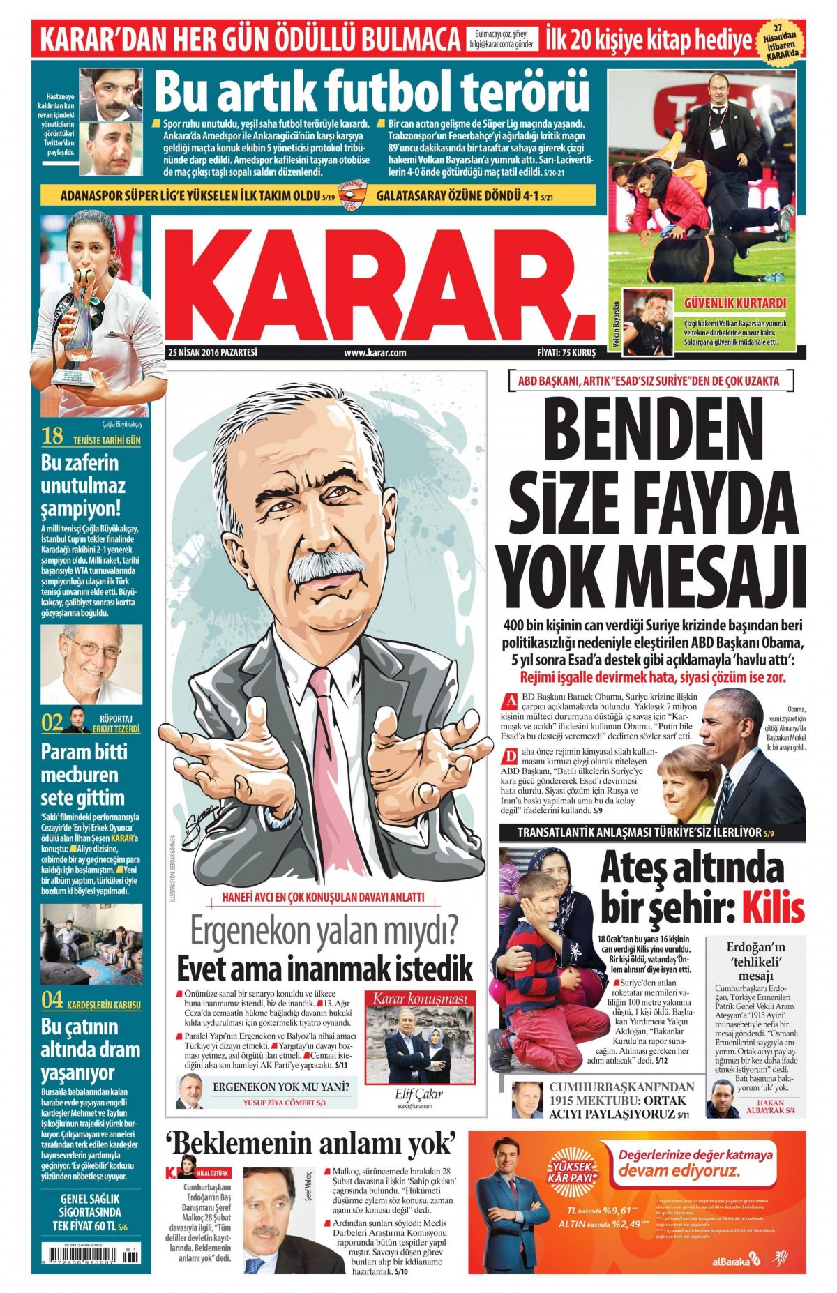 25 Nisan 2016 gazete manşetleri - 576