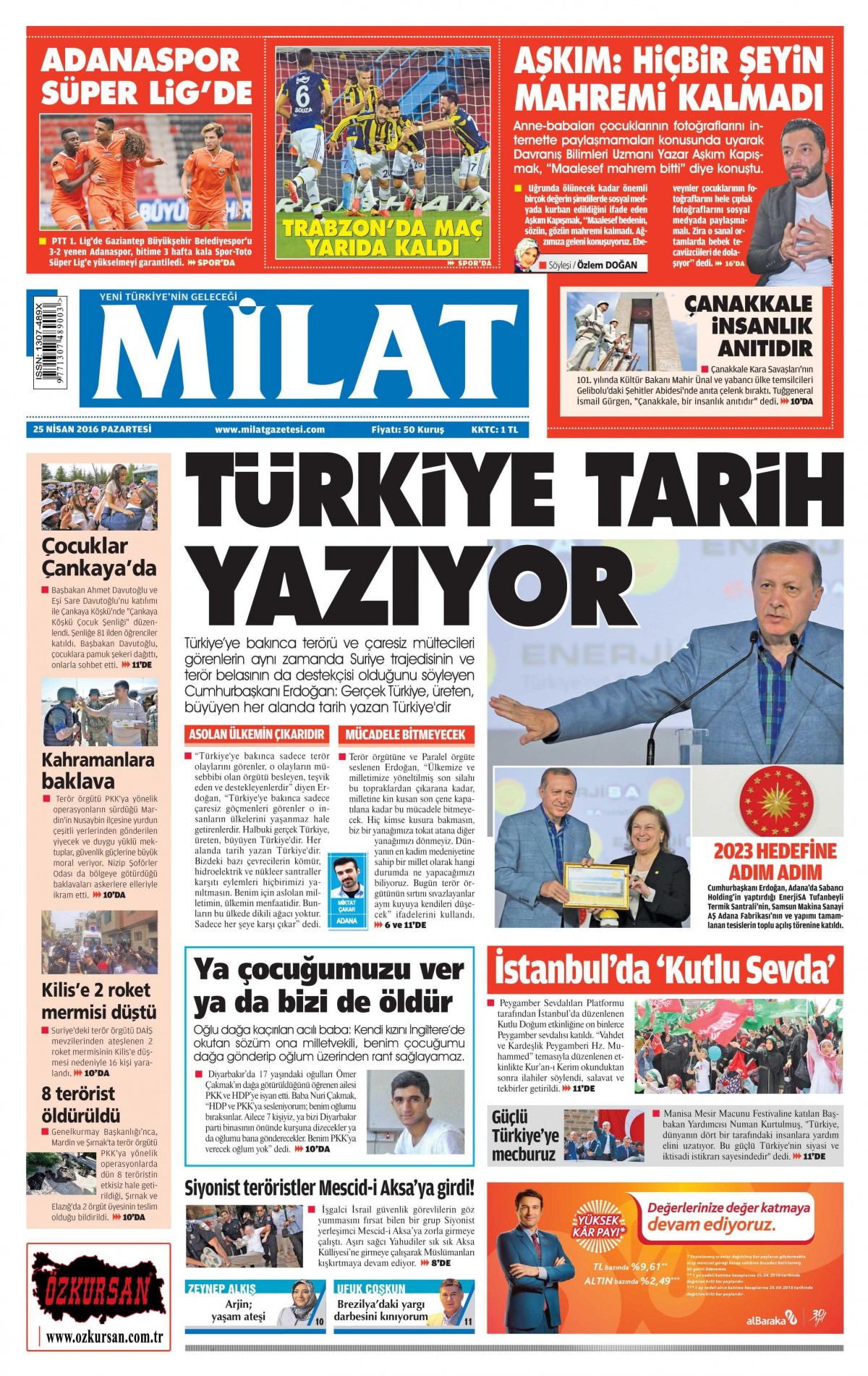 25 Nisan 2016 gazete manşetleri - 680