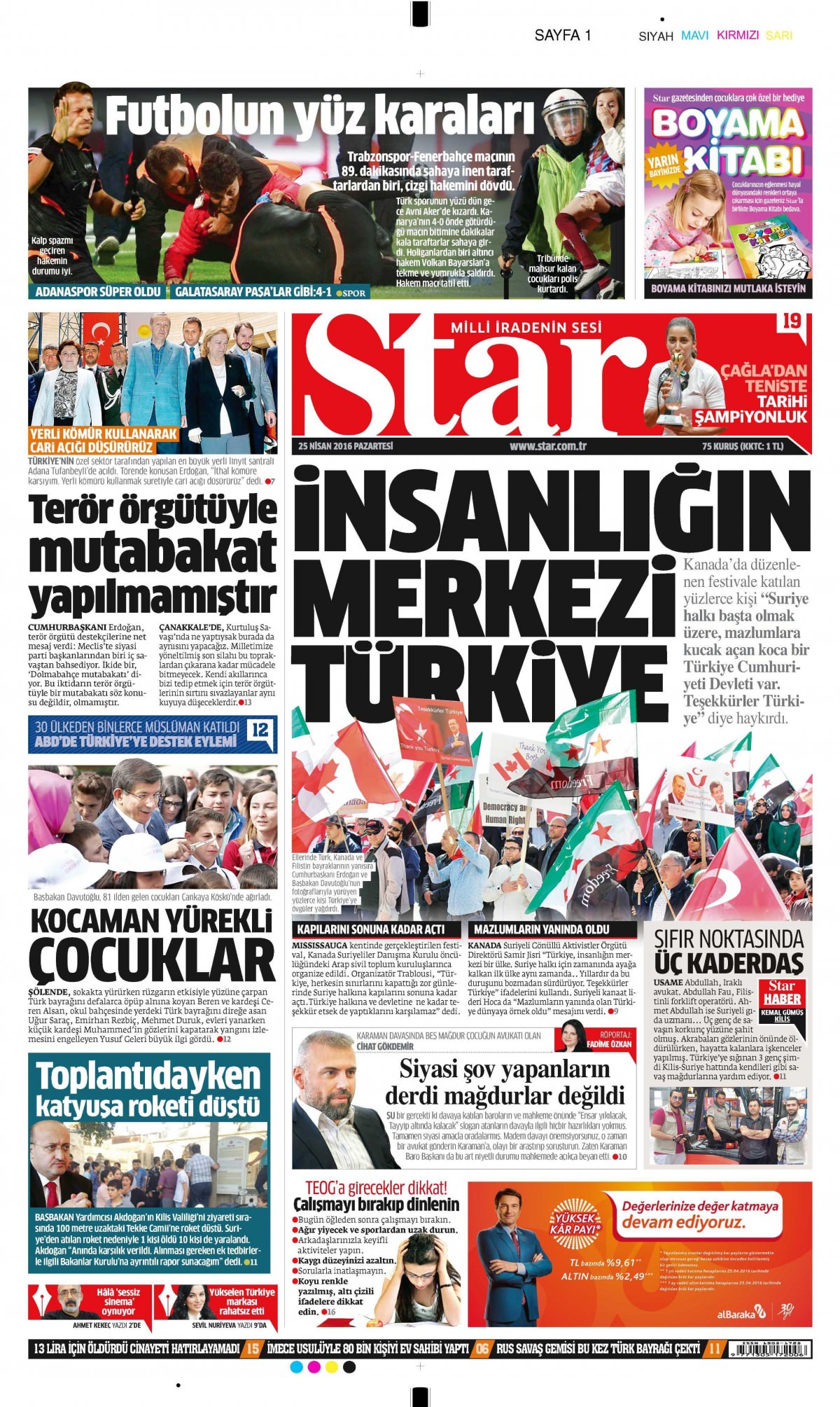 25 Nisan 2016 gazete manşetleri - 709