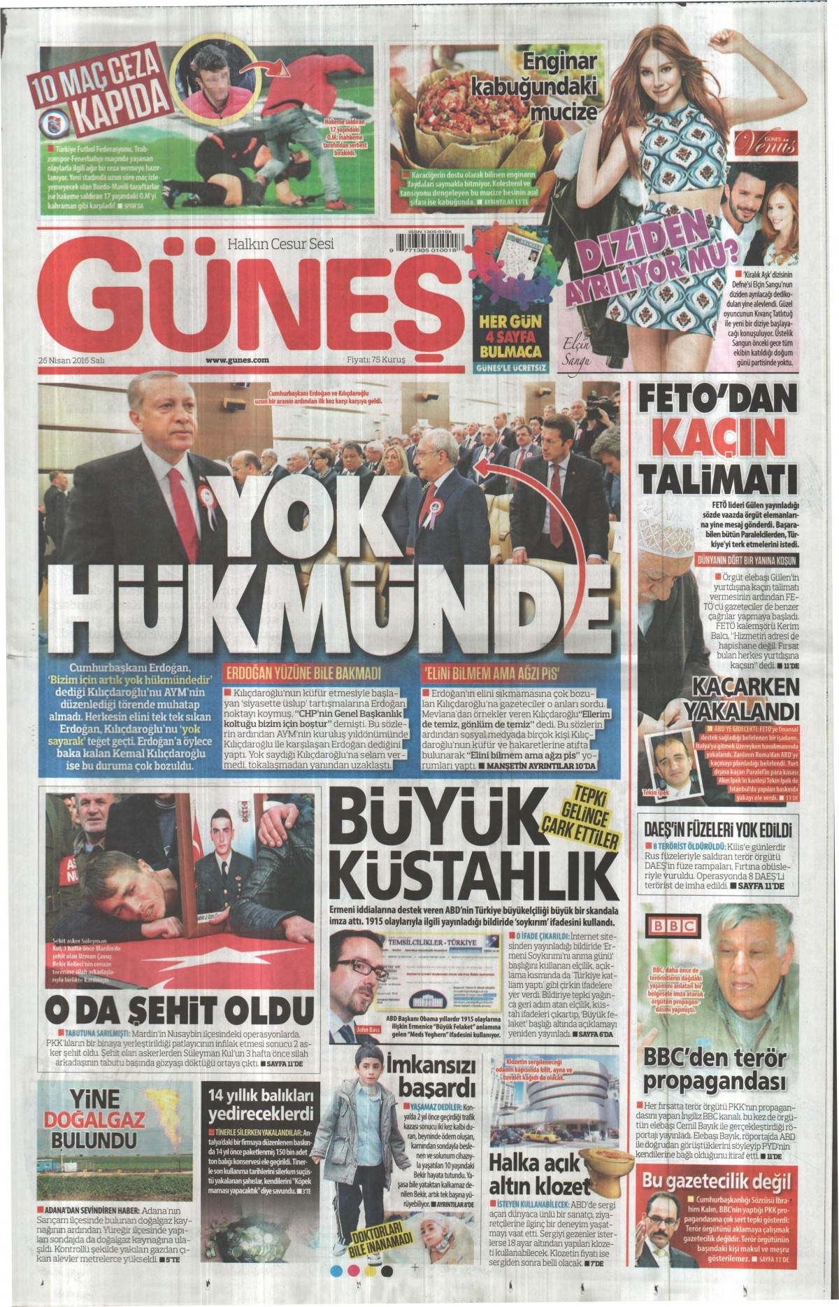 26 Nisan 2016 gazete manşetleri - 736