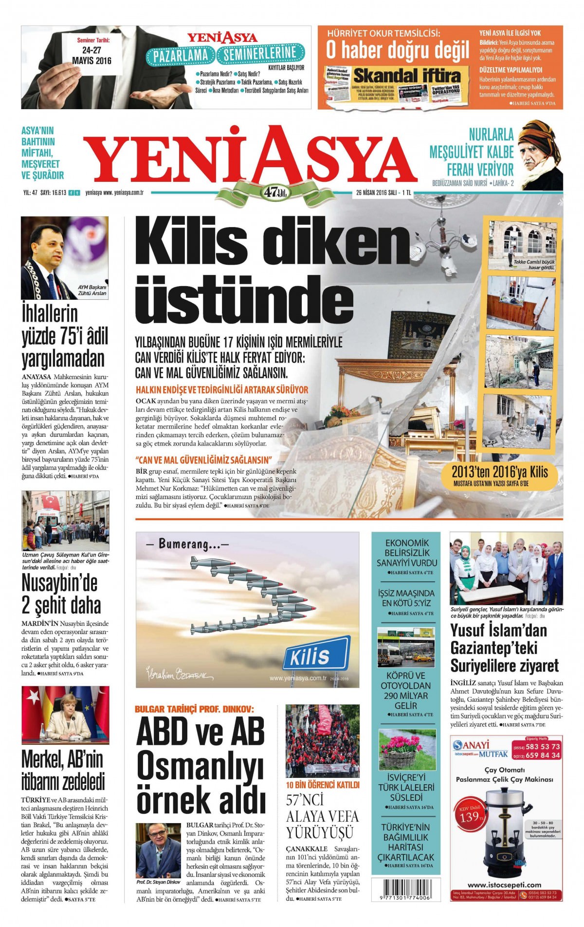 26 Nisan 2016 gazete manşetleri - 944