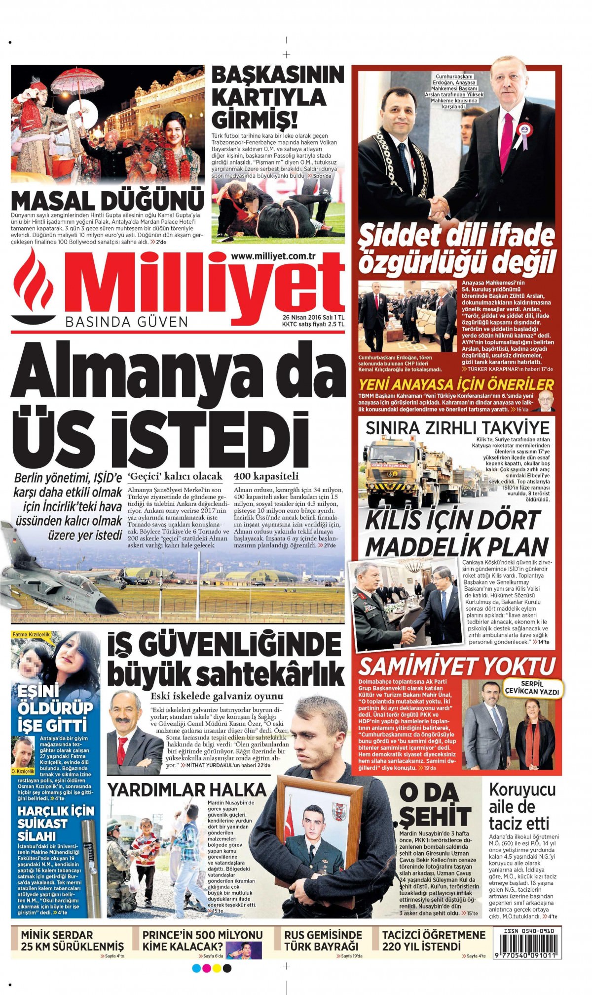 26 Nisan 2016 gazete manşetleri - 850