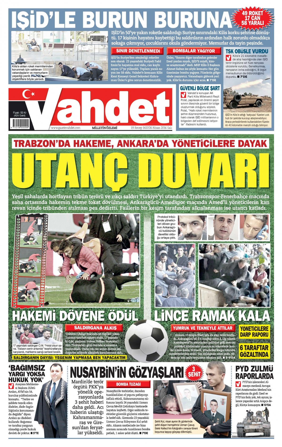 26 Nisan 2016 gazete manşetleri - 501