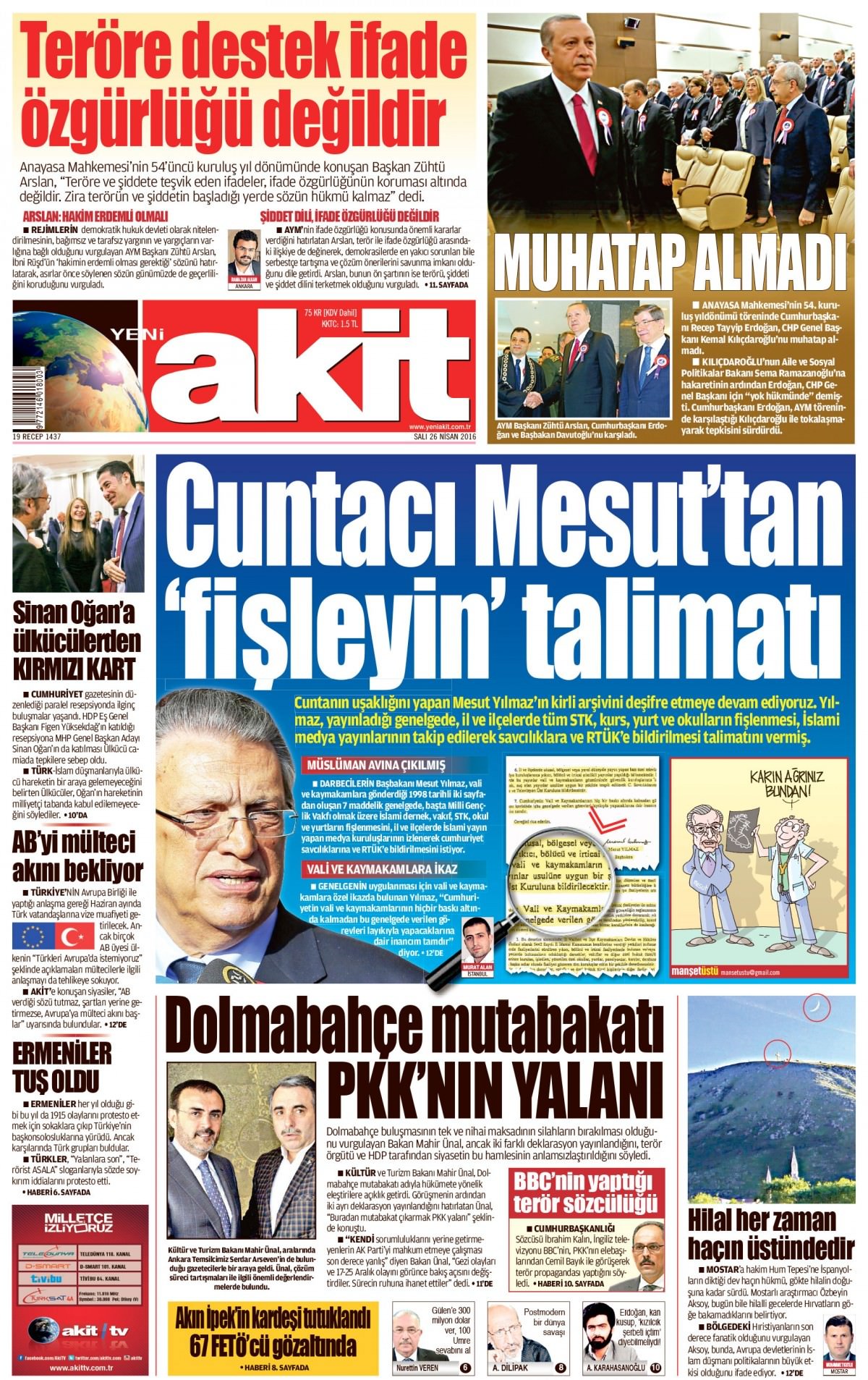 26 Nisan 2016 gazete manşetleri - 863