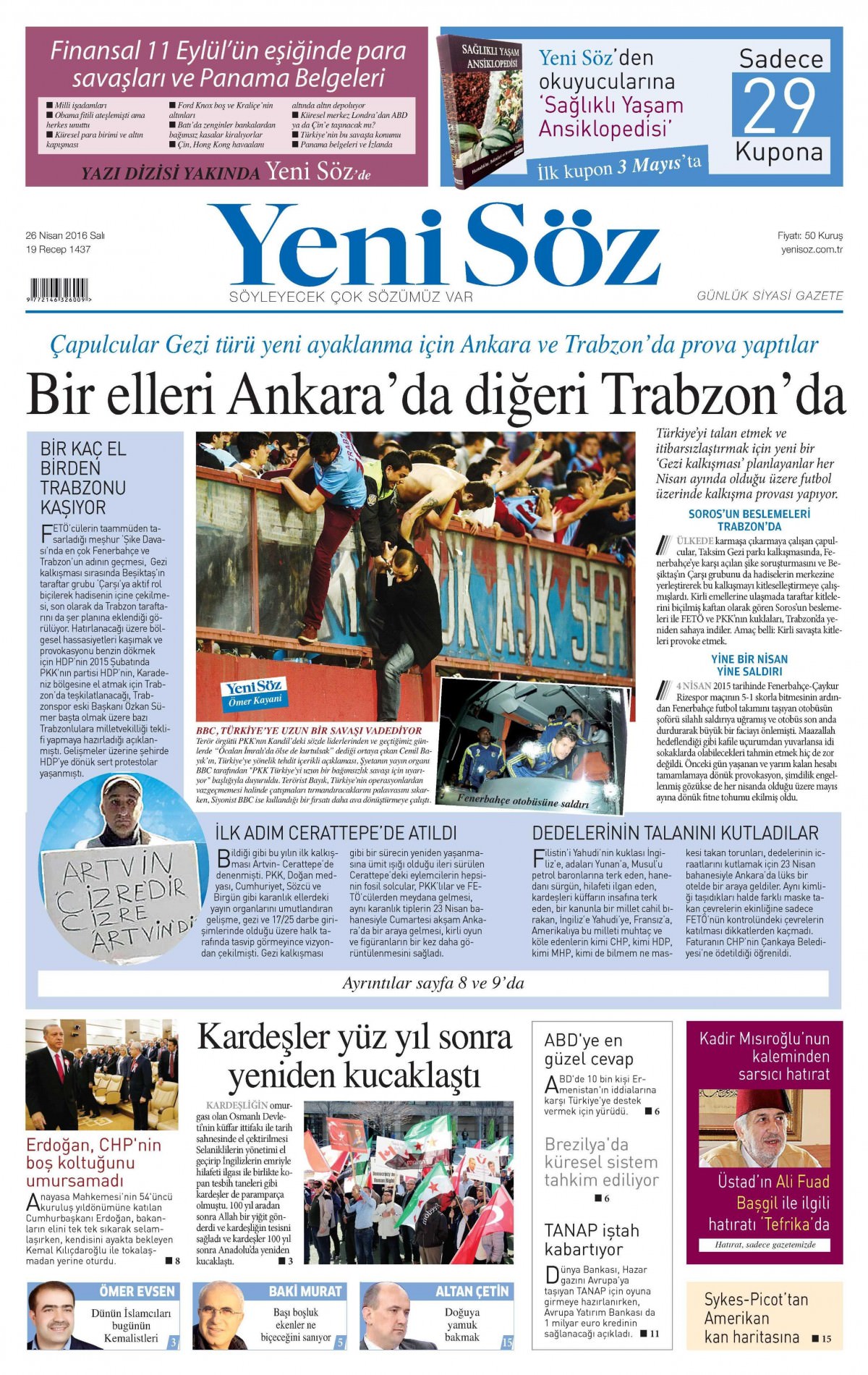 26 Nisan 2016 gazete manşetleri - 501