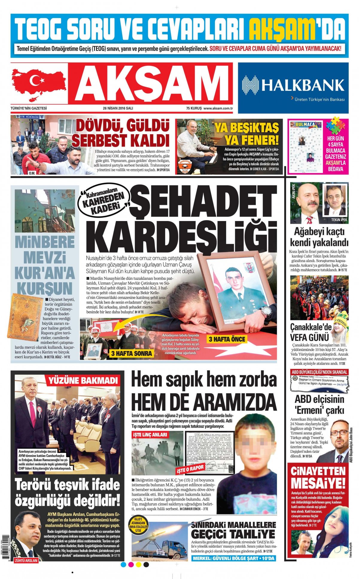 26 Nisan 2016 gazete manşetleri - 806