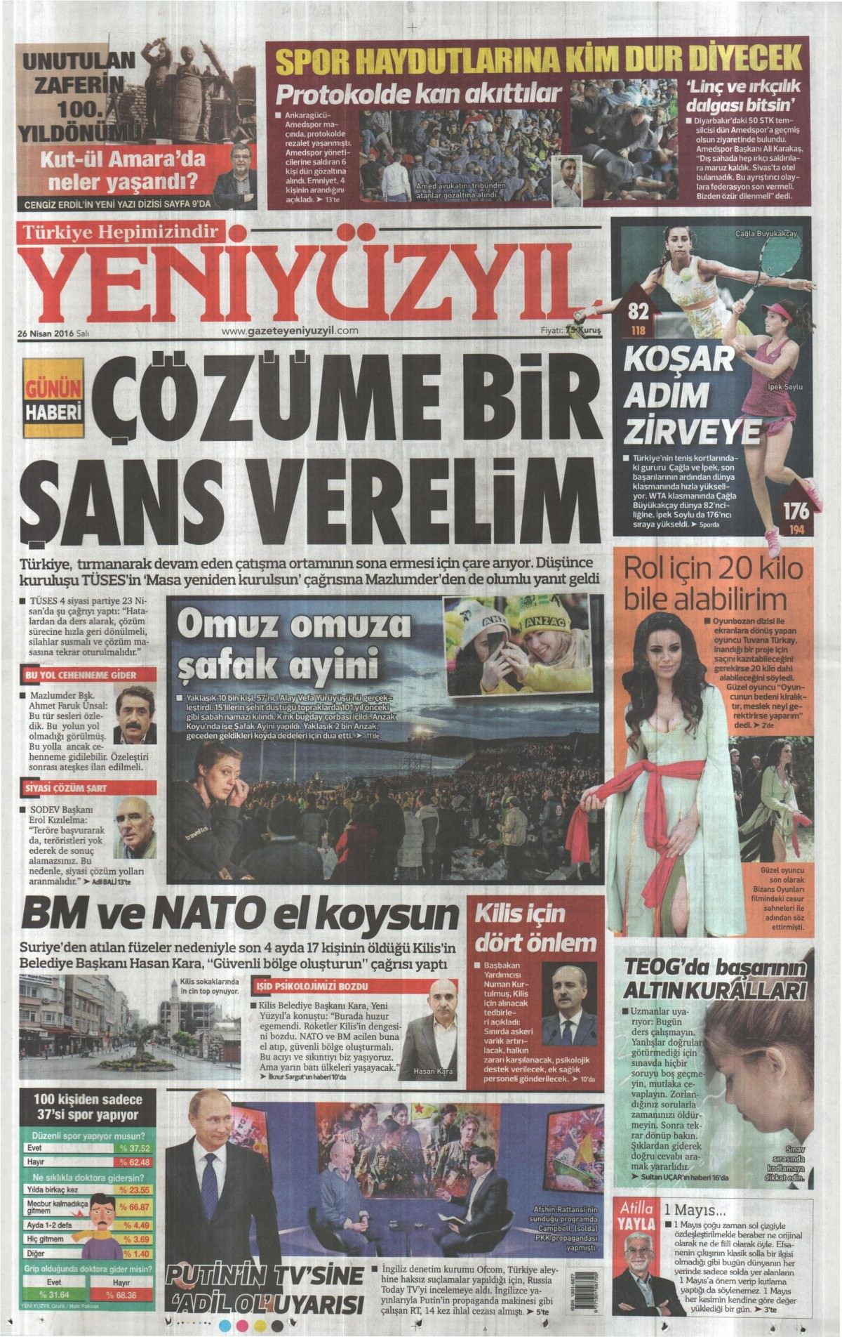 26 Nisan 2016 gazete manşetleri - 505