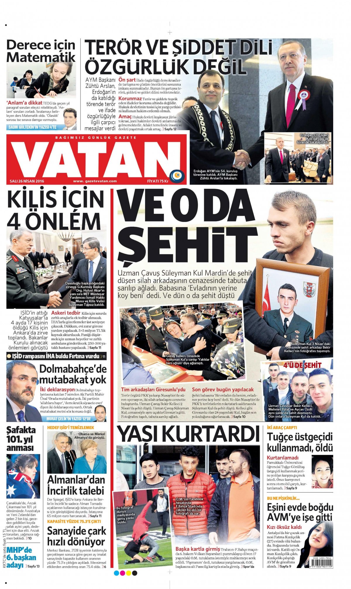 26 Nisan 2016 gazete manşetleri - 917