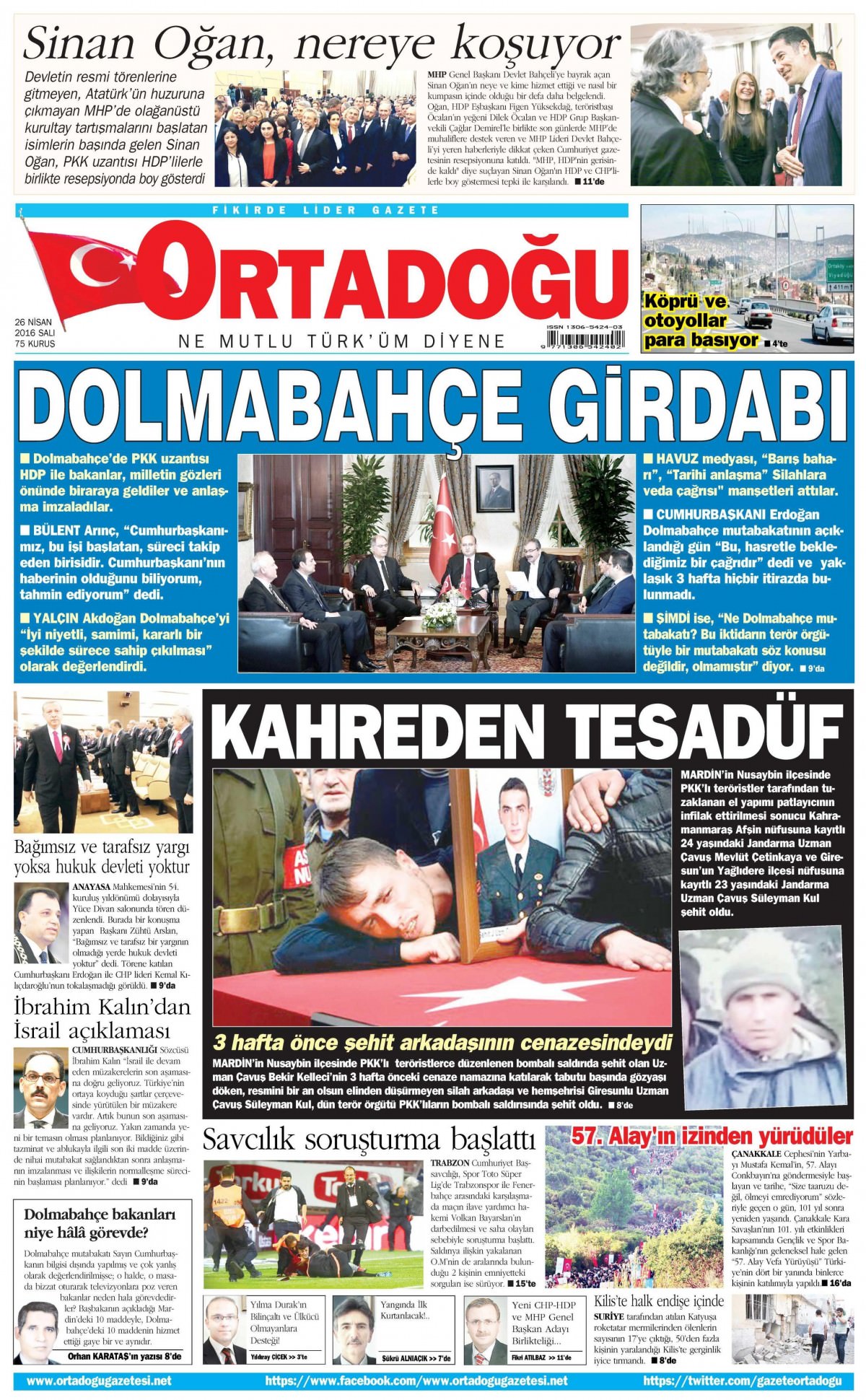 26 Nisan 2016 gazete manşetleri - 543