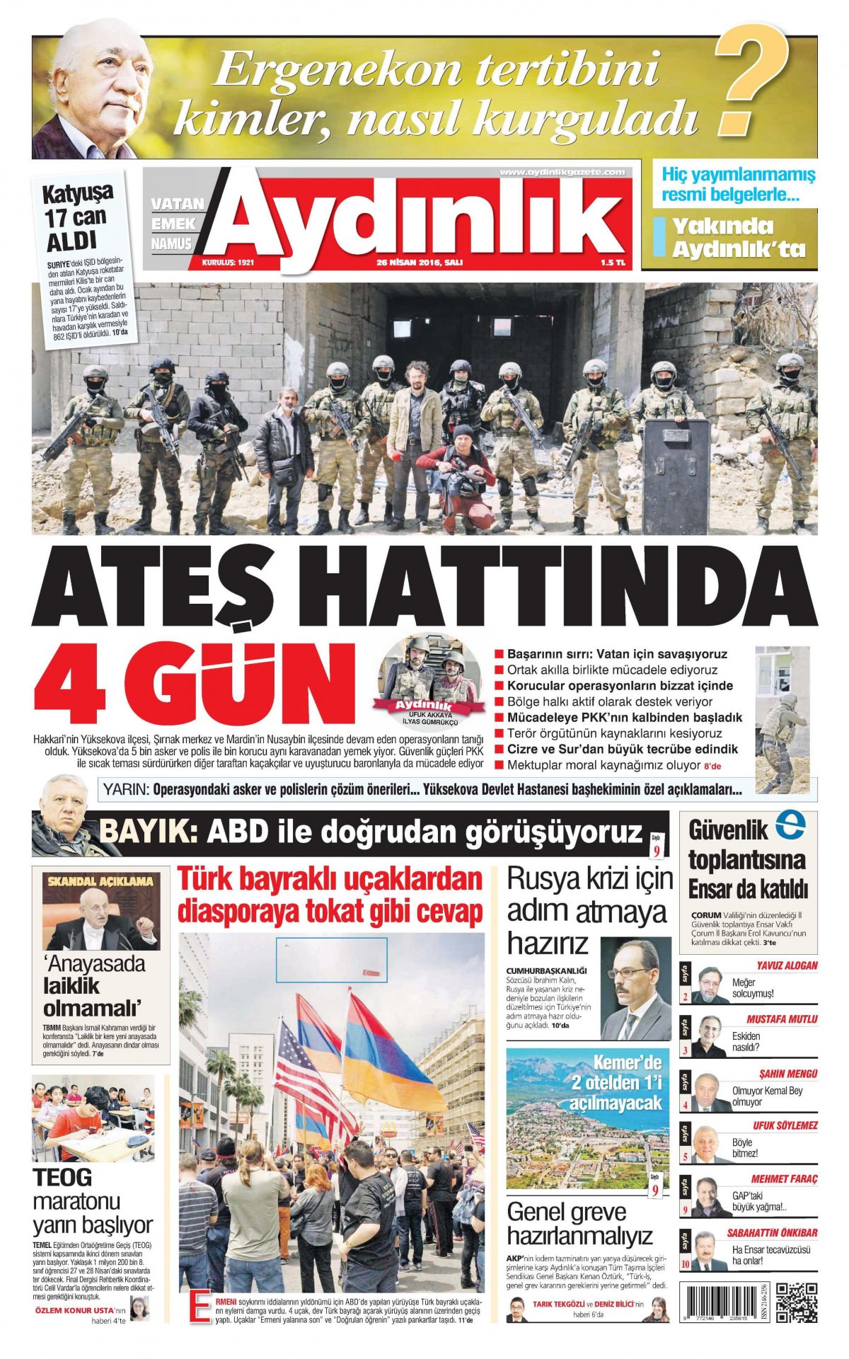 26 Nisan 2016 gazete manşetleri - 818