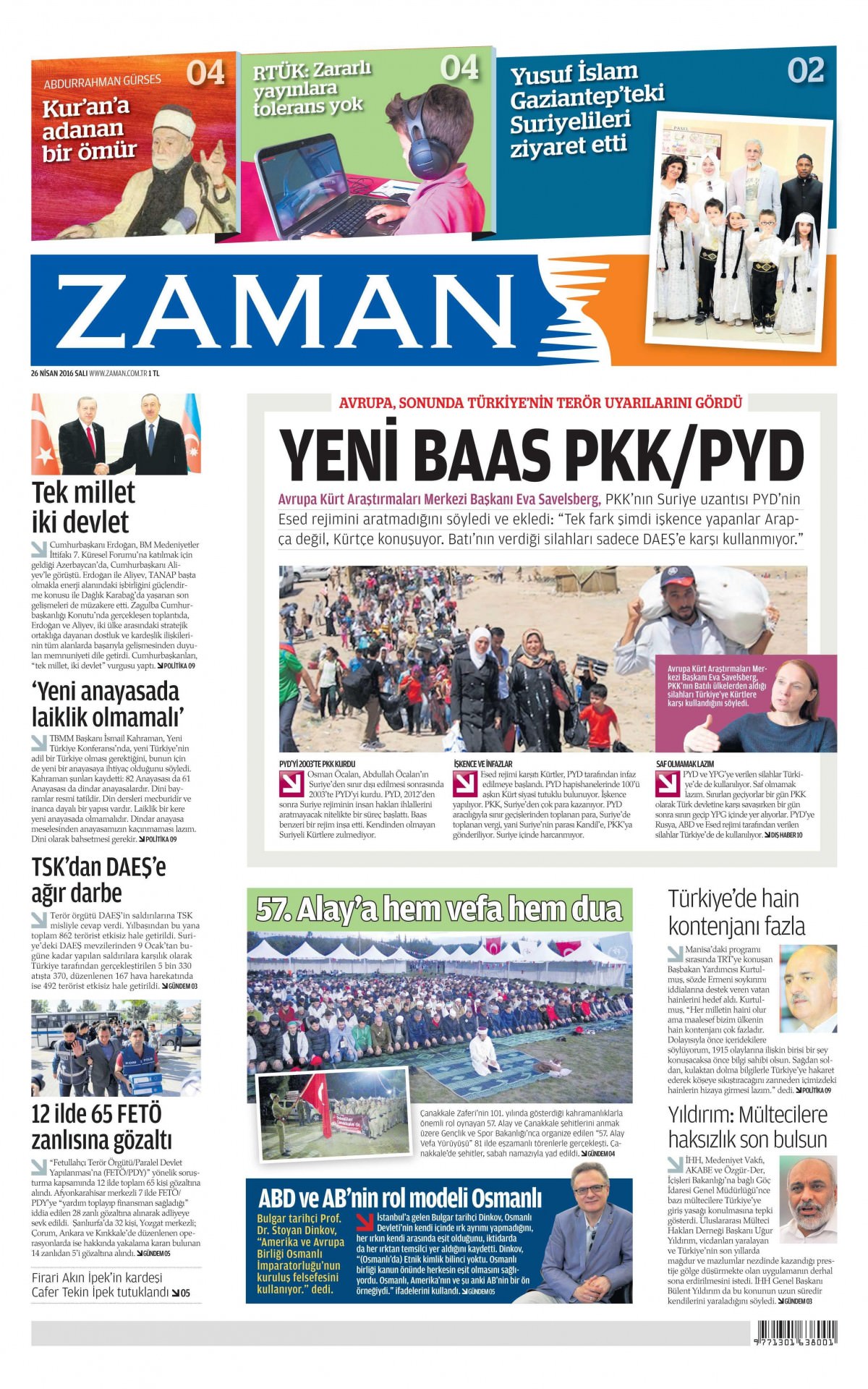 26 Nisan 2016 gazete manşetleri - 744