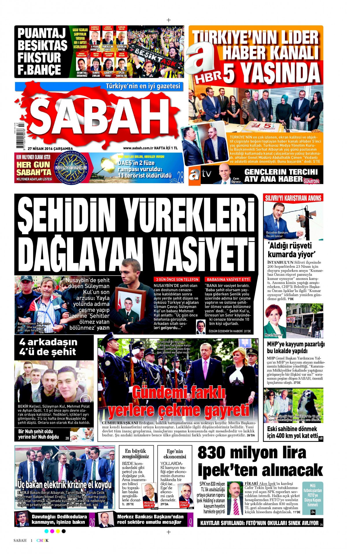 27 Nisan 2016 gazete manşetleri - 7