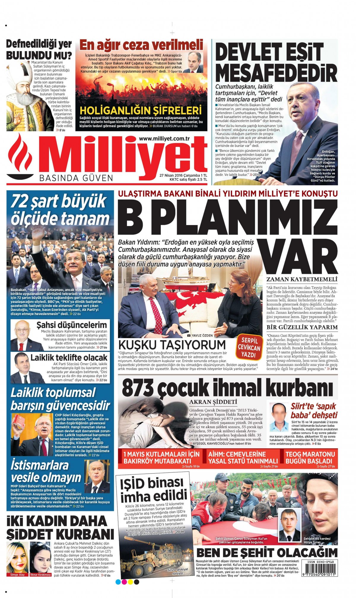 27 Nisan 2016 gazete manşetleri - 17