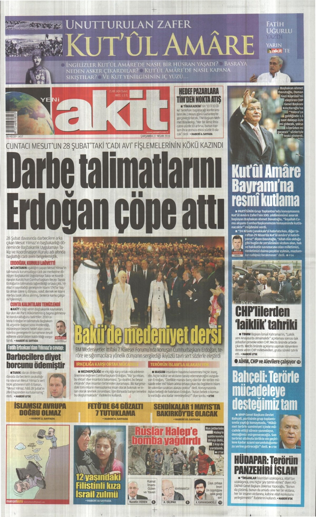 27 Nisan 2016 gazete manşetleri - 12