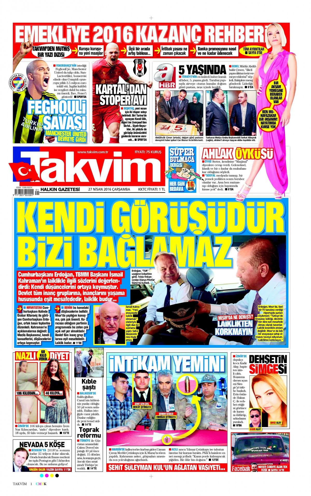 27 Nisan 2016 gazete manşetleri - 8