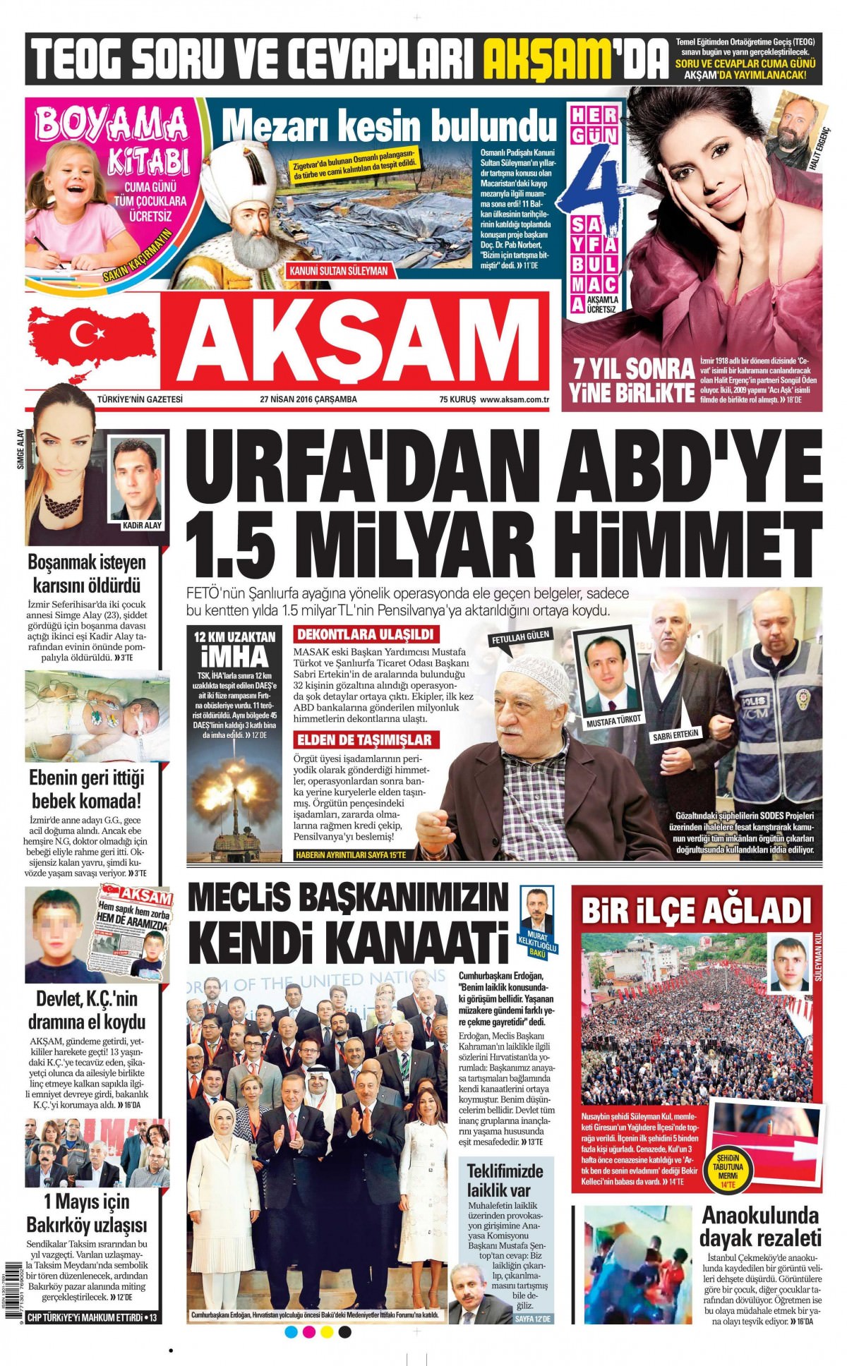 27 Nisan 2016 gazete manşetleri - 10