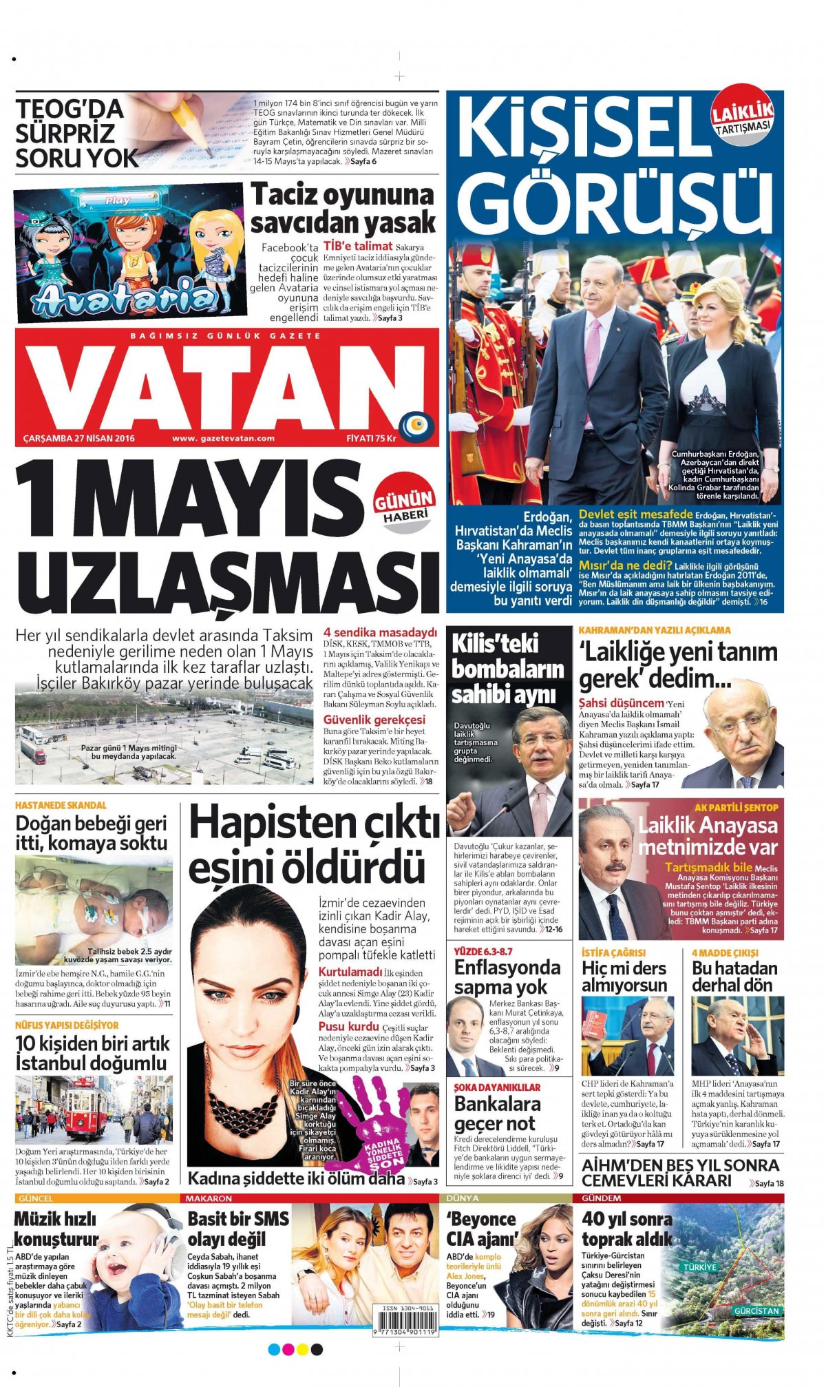 27 Nisan 2016 gazete manşetleri - 11