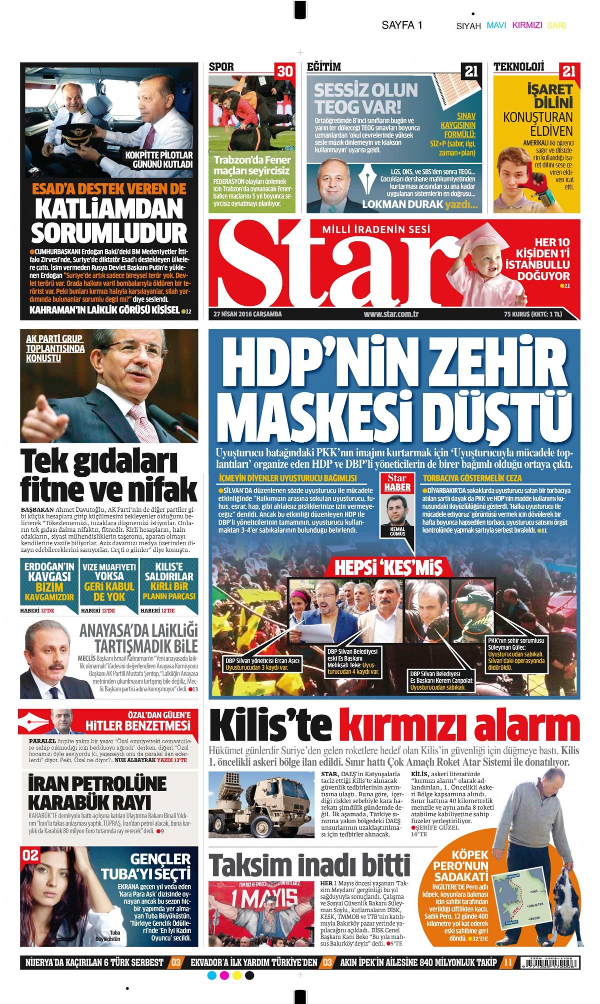 27 Nisan 2016 gazete manşetleri - 6