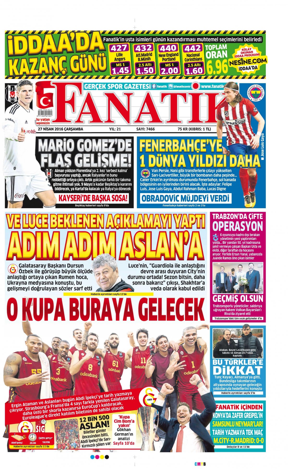 27 Nisan 2016 gazete manşetleri - 578