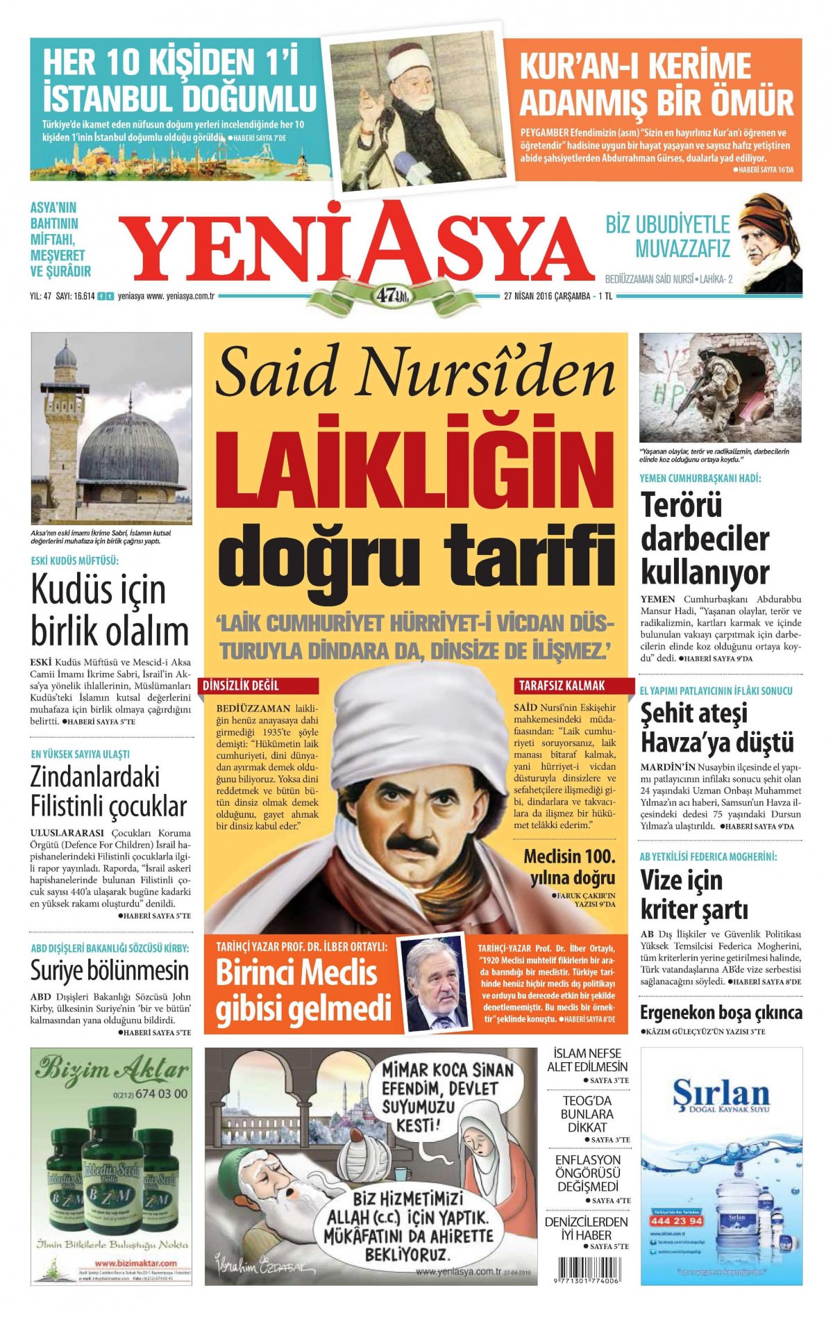 27 Nisan 2016 gazete manşetleri - 617