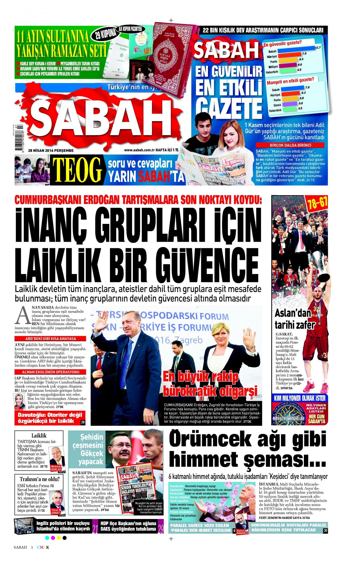 28 Nisan 2016 gazete manşetleri - 686