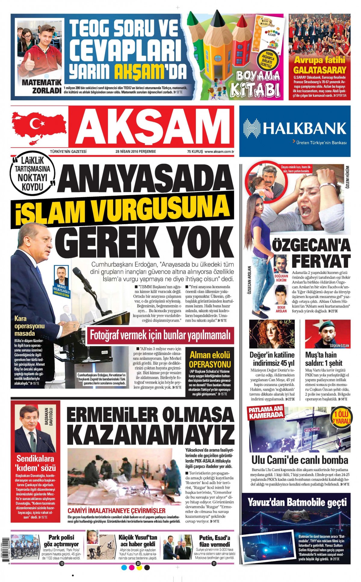 28 Nisan 2016 gazete manşetleri - 542