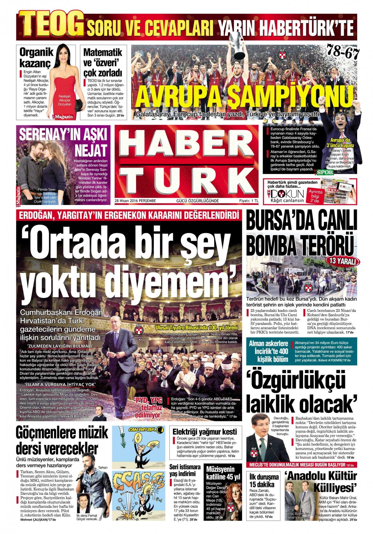 28 Nisan 2016 gazete manşetleri - 534