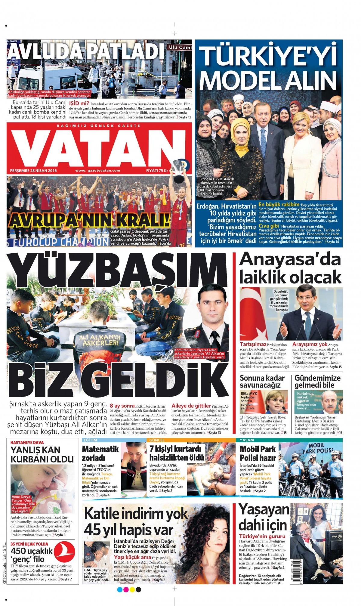 28 Nisan 2016 gazete manşetleri - 748