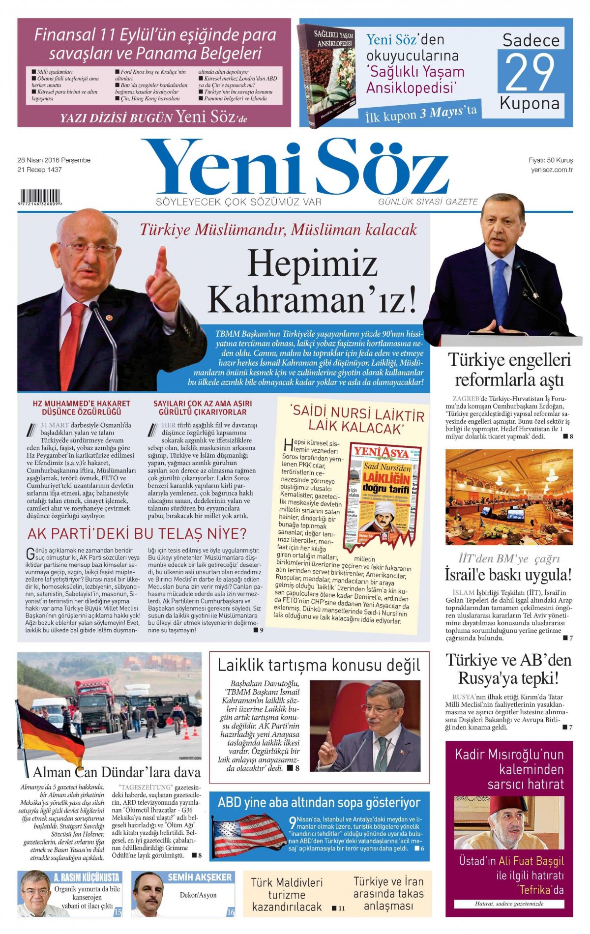 28 Nisan 2016 gazete manşetleri - 611