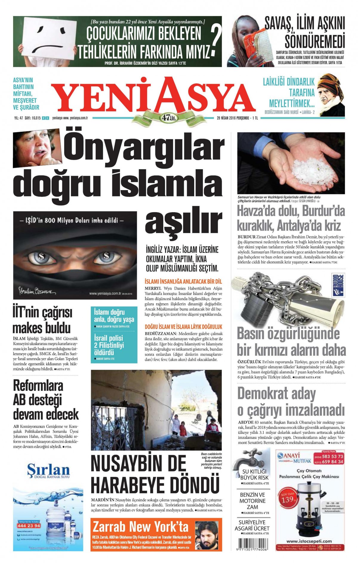 28 Nisan 2016 gazete manşetleri - 913