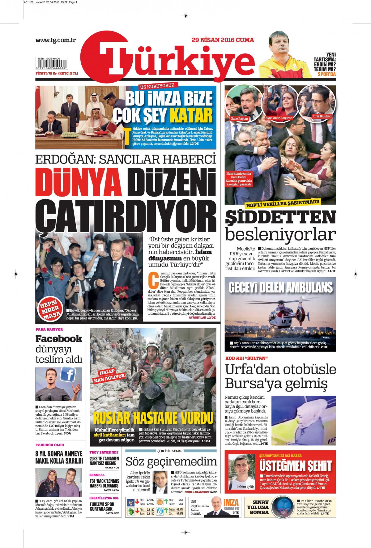 29 Nisan 2016 gazete manşetleri - 691