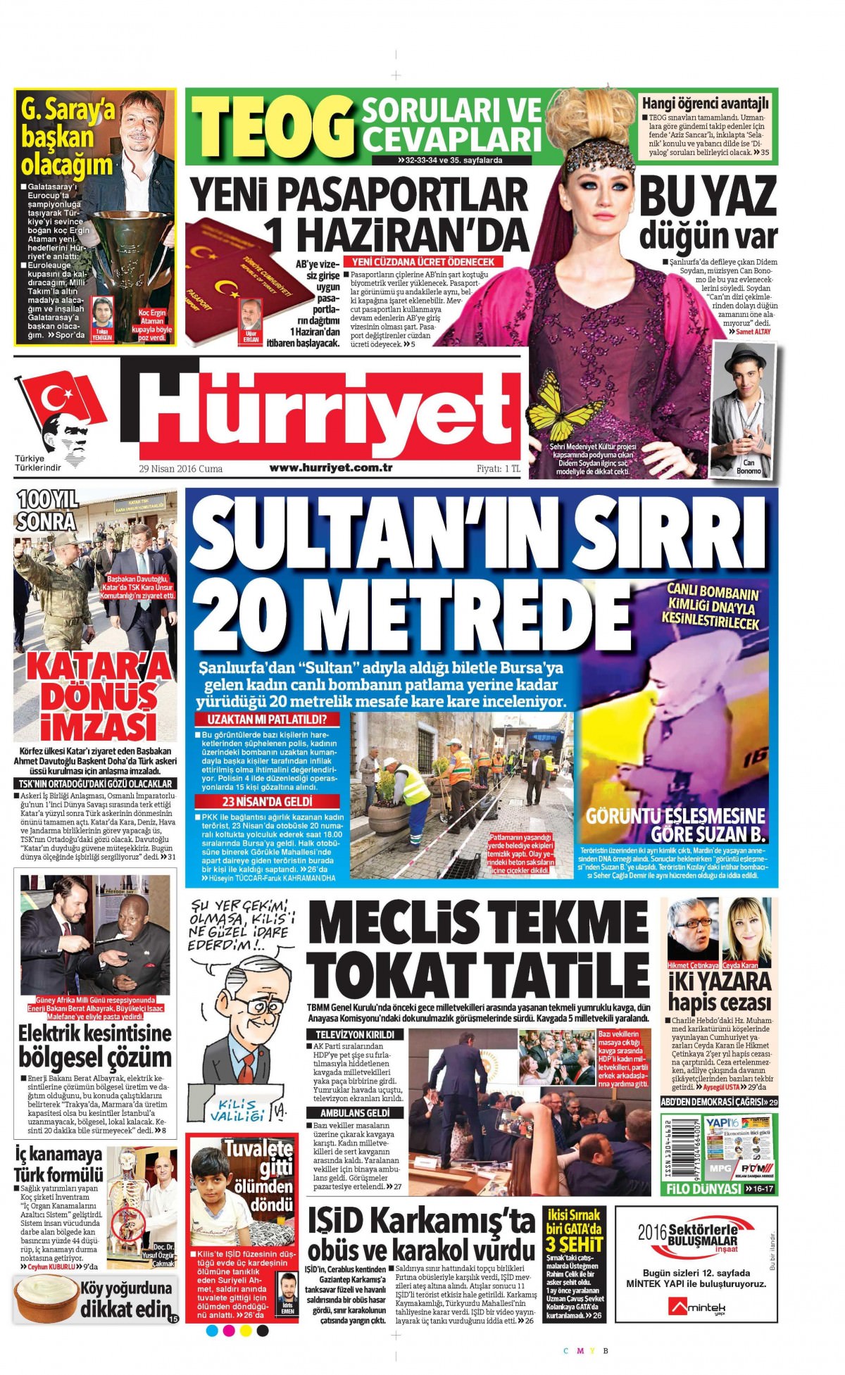 29 Nisan 2016 gazete manşetleri - 902