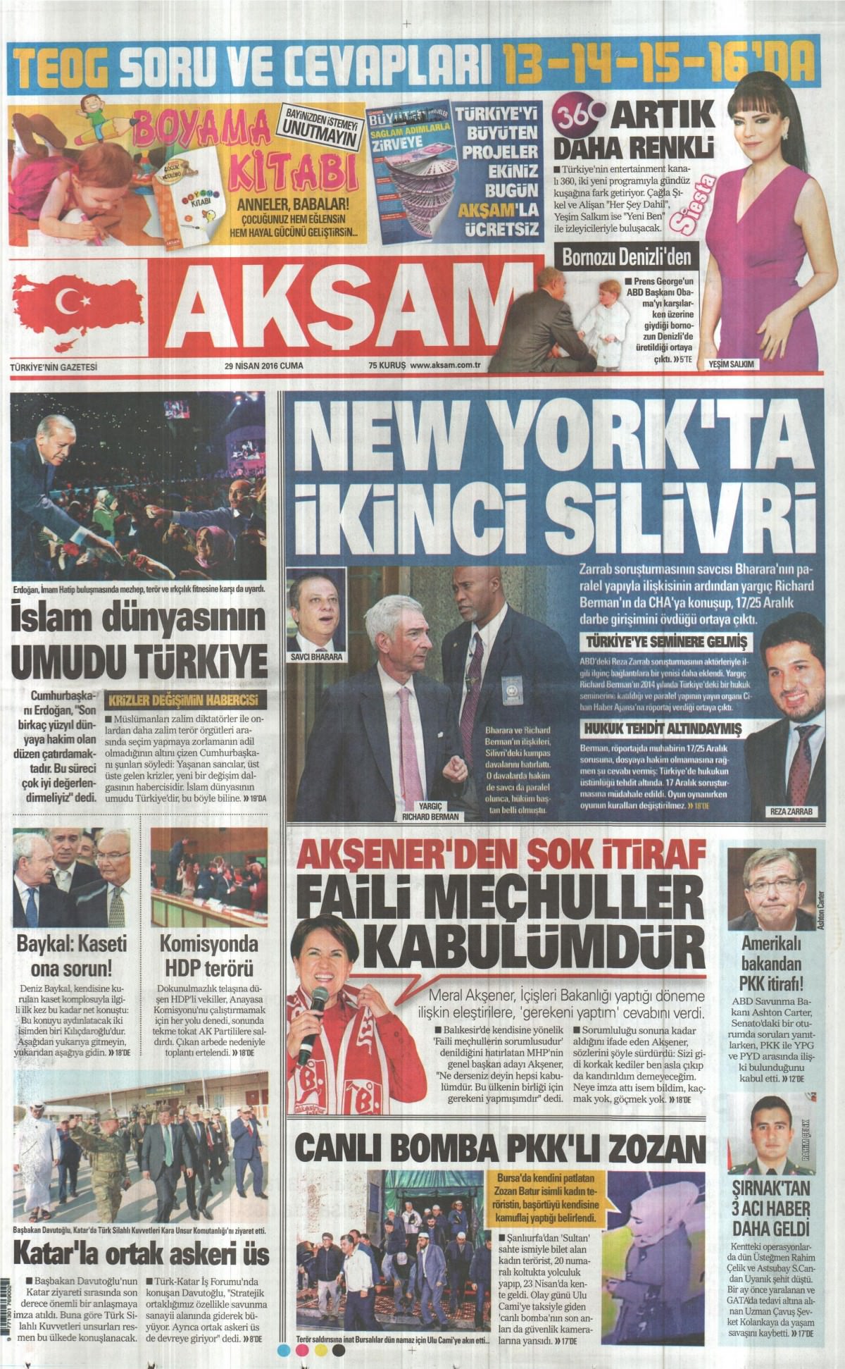 29 Nisan 2016 gazete manşetleri - 830