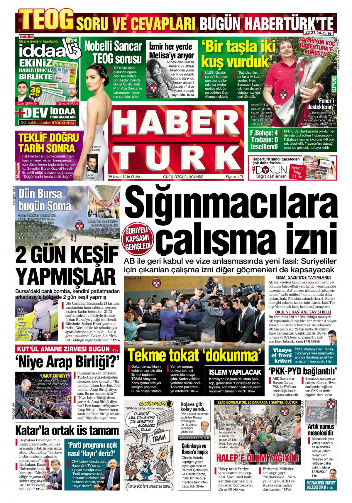 29 Nisan 2016 gazete manşetleri - 812